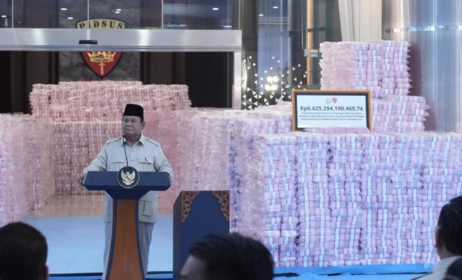 
					Presiden Prabowo Saksikan Penyerahan Penyelamatan Keuangan Negara Lebih Dari Rp6,6 Triliun dan Lahan Seluas 893 Ribu Ha